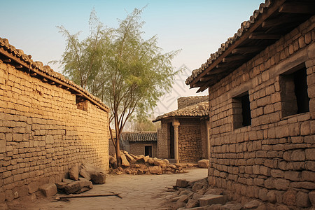 古典村庄建筑背景图片