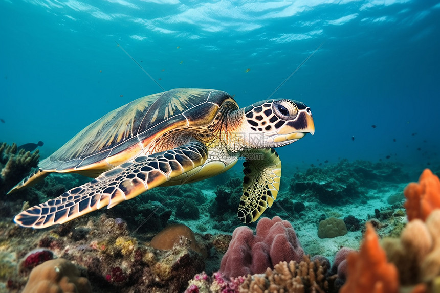 生态海洋环境中的大海龟高清图片下载-正版图片600227789-摄图网