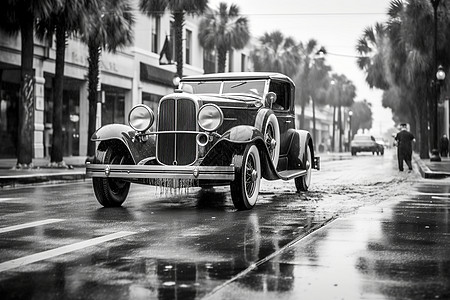 历史悠久街道上的古董车图片