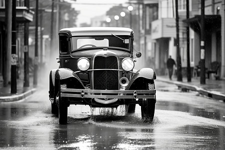 停在街道上的古董车图片