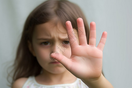 儿童手指女孩警告拒绝的手背景