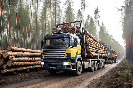 货车运输木材背景图片