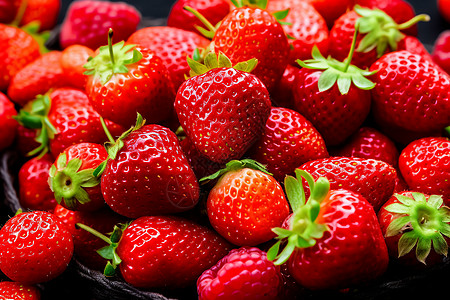 卡通草莓新鲜的水果覆盆子背景