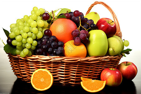 有各种水果的水果篮图片