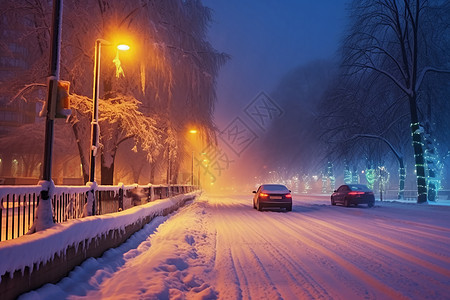 下雪的城市图片