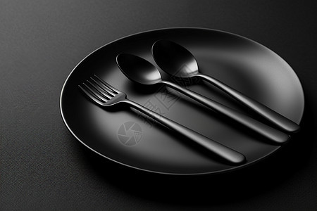 黑色的餐具图片