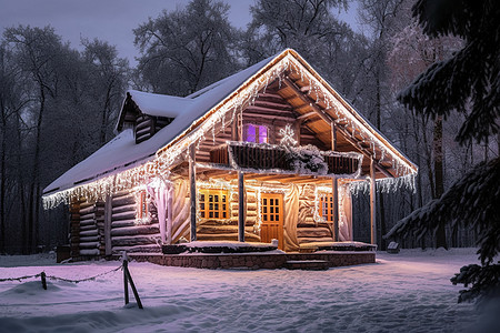 美丽的雪屋图片