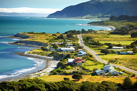 海边房子海边的渔村背景