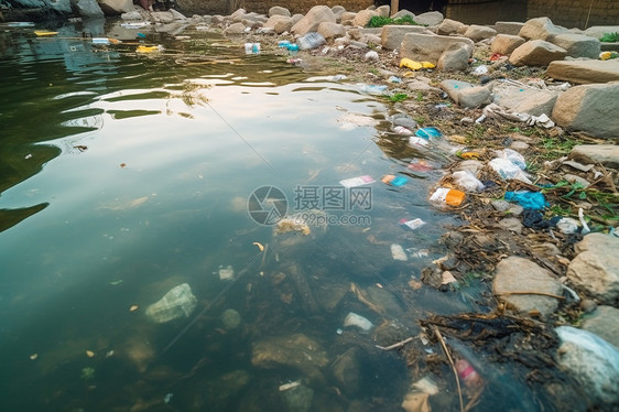 被污染的河流图片