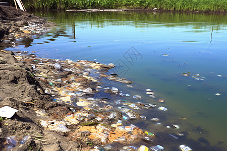 被污染的河水图片