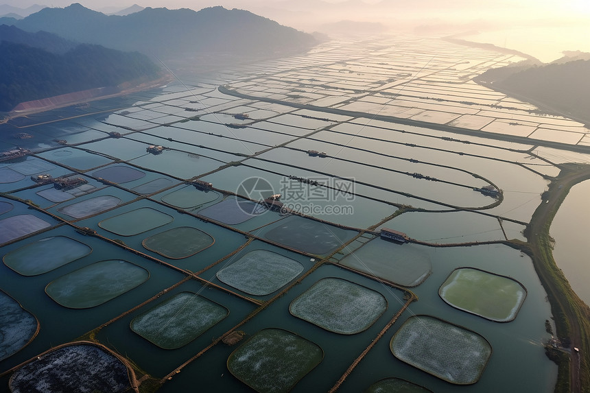 大规模的水产养殖图片