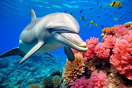 一只可爱的海豚背景图片