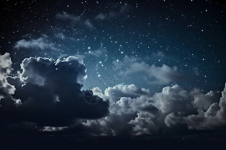 蓝色夜空下的星星背景图片