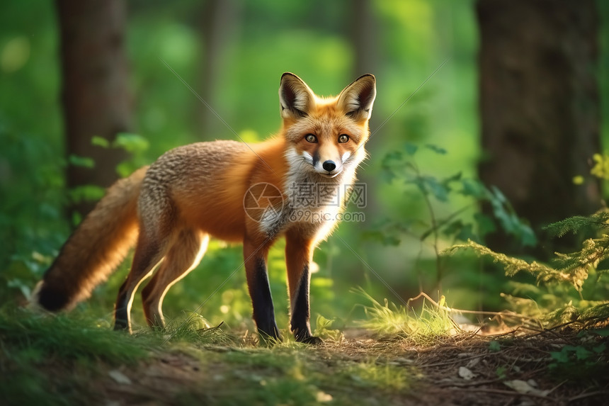 夏季森林里的野狐图片