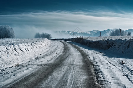 积雪的公路图片