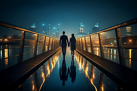 情侣约会情侣散步背影,图片素材