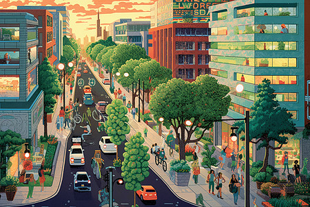 爆款打造打造可持续发展的城市插画