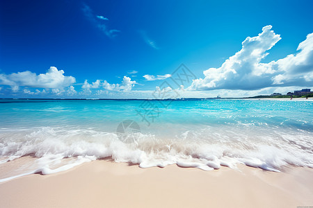 美丽沙滩阳光明媚云高清图片