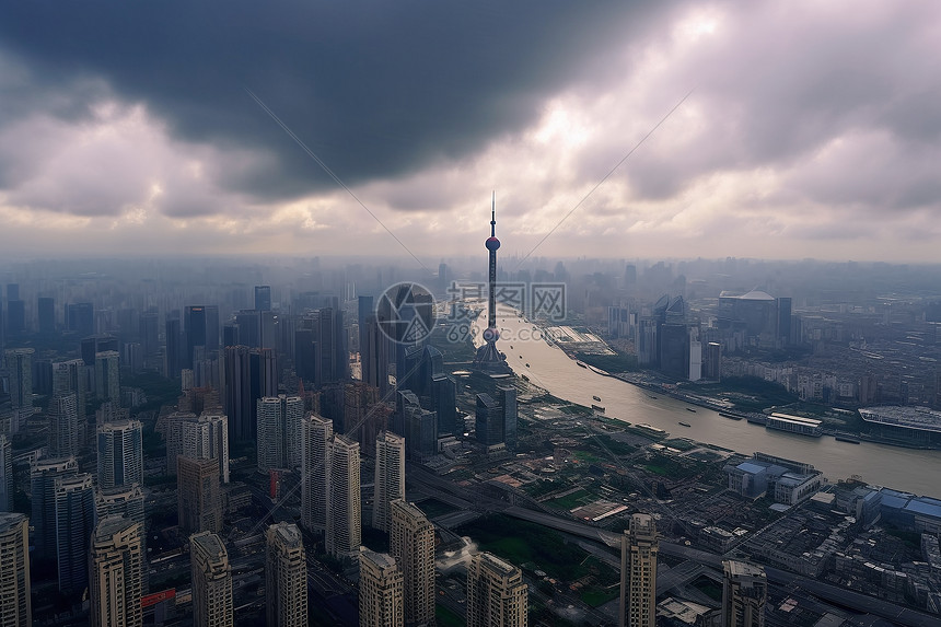 城市的台风天气图片