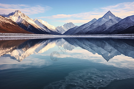 旅游照雪山的倒影照背景