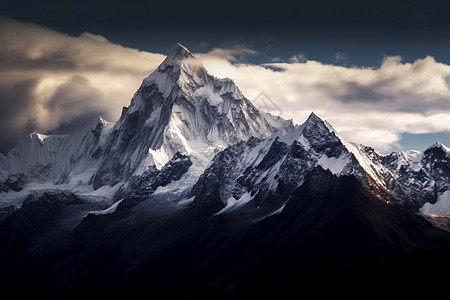 阴天的雪山图片