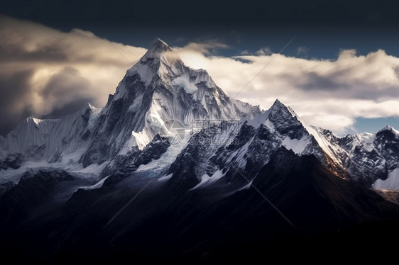 阴天的雪山图片