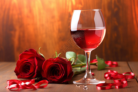 庆祝情人节的红酒高清图片