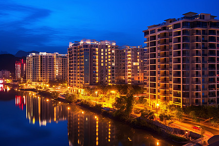 夜间的现代建筑图片