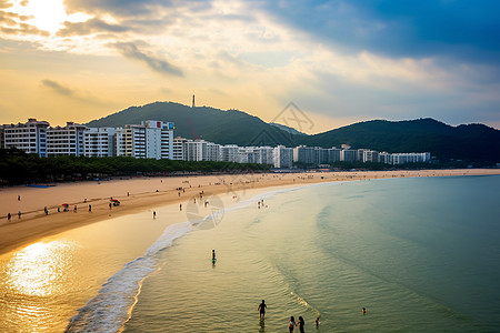 城市十里河滩背景