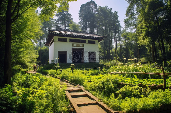 灌木丛的房屋图片