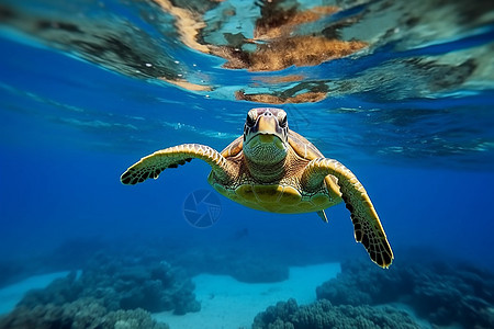游泳的海龟背景图片