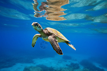 海底的海龟海洋潜水高清图片