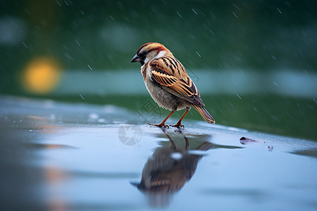 雨中的小鸟图片