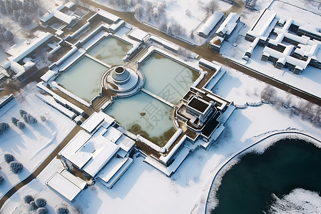 航拍户外的雪景图片