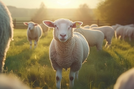 牧场吃羊群图片