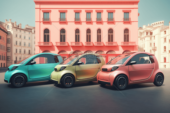 多种颜色的电动城市汽车图片