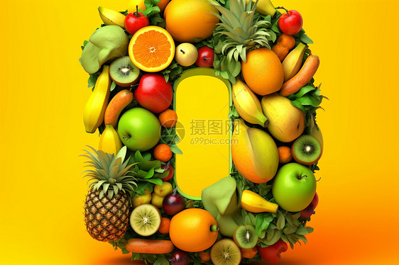 新鲜的水果制造的形状图片