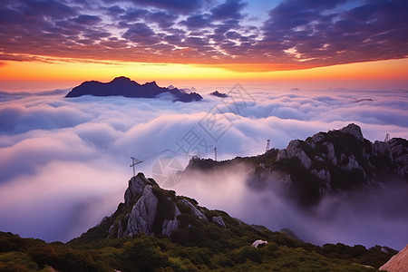 壮观风景壮丽的云海岩石背景