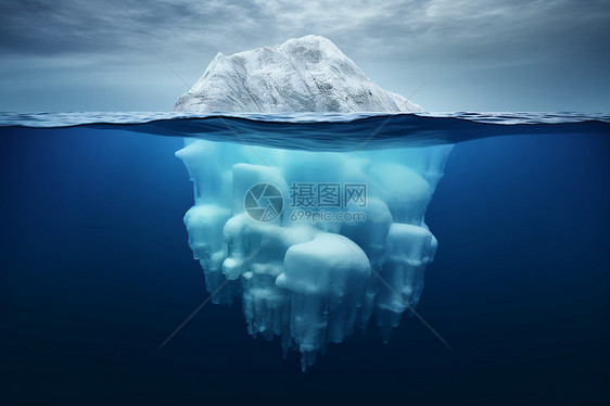 海洋中淹没的冰山图片
