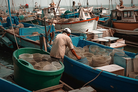 渔港的渔民图片高清图片