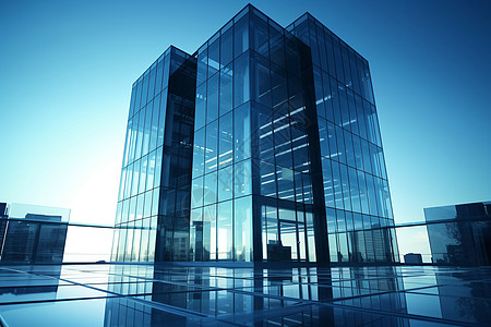 时尚的玻璃办公楼建筑背景图片
