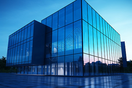 科技未来的玻璃办公楼背景图片