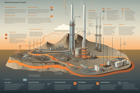 地热发电示意图背景图片
