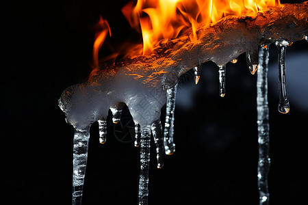 冰柱上的火焰图片