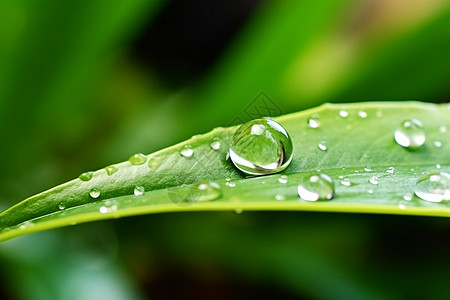 谷雨绿色植物上的露珠背景