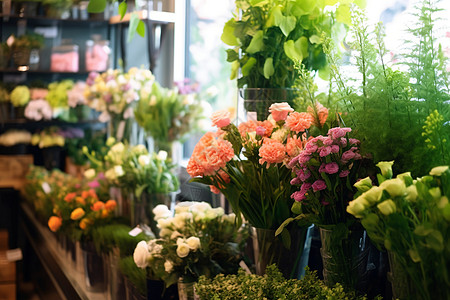 花店里出售的鲜花背景