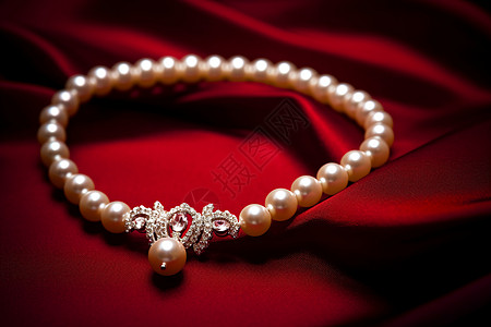 白色的珍珠项链背景图片