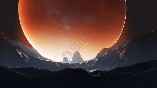 夕阳下的山峰图片