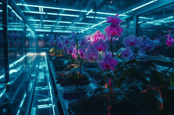 玻璃温室的植物花朵图片