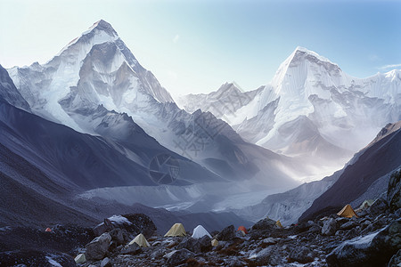 美丽的耸立的雪山图片